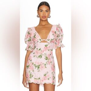 MAJORELLE Pink Lace-Trim Slip Dress size small